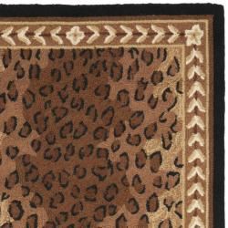 Hand hooked Chelsea Leopard Brown Wool Rug (2'6 x 10') Safavieh Runner Rugs