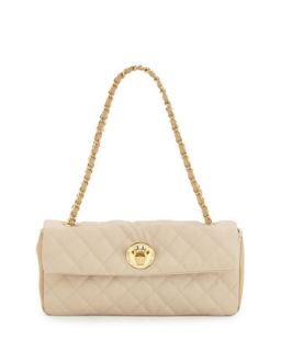 Borsa Quilted Faux Leather Crossbody Bag, Ivory/Beige