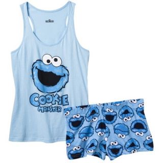 Sesame Street Juniors Tank/Short Pajama Set   Blue Cookie Monster M