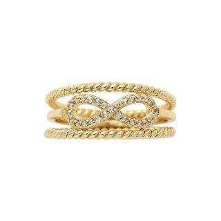 Bridge Jewelry Cubic Zirconia Gold Tone Infinity Stack Ring