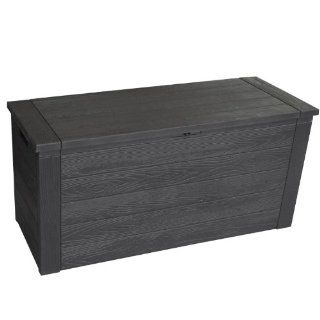 Vollkunststoff Auflagenbox in Holzoptik Kissenbox Gartentruhe Gartenbox Auflagentruhe 260 Liter 119x45x57cm Anthrazit Garten