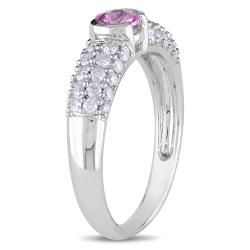 Miadora 14k White Gold Pink Sapphire and 1/2ct TDW Diamond Engagement Ring (H I, I2 I3) Miadora Gemstone Rings