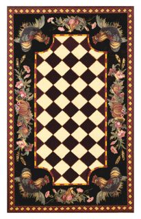 Tuscany Rooster Black Rug (7'10 Round) Round/Oval/Square