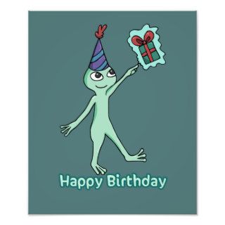 Happy Birthday Green Cartoon Alien Photo
