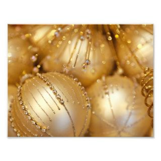 Christmas Shiny Sparkly Glittery Ornaments Gold Photographic Print