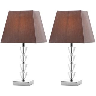 Safavieh Indoor 1 light Avalon Gray Shade Deco Crystal Table Lamp (Set of 2) Safavieh Lamp Sets