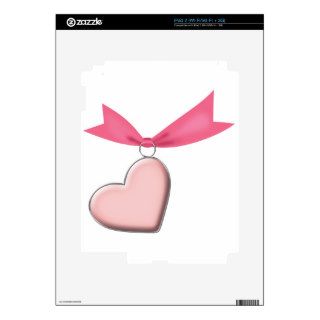 PINK HEART CHARM RIBBON GIRLY LOVE DATING MOTIVATI DECAL FOR iPad 2