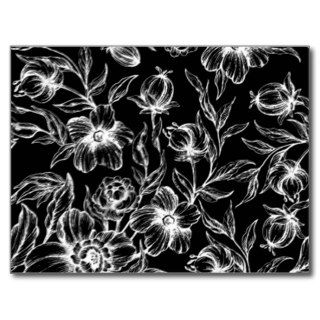 Elegant Black And White Hibiscus Flower Design Post Cards