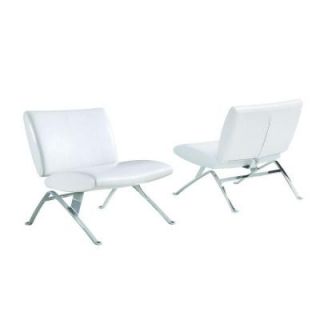 White Leather Look/Chrome Metal Modern Accent Chair I 8074