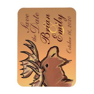 Rustic brown moose Save the Date custom magnet