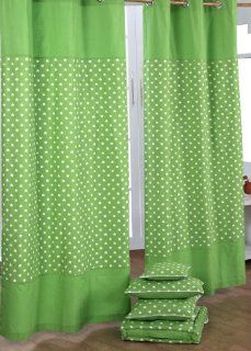 Homescapes dekorativer Vorhang Ösenvorhang Dekoschal Stars im 2er Set, grün, 137 x 228 cm (Breite x Länge je Vorhang), 100% reine Baumwolle Küche & Haushalt