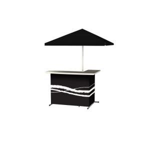 Best of Times Classic Black All Weather L Shaped Patio Bar with 6 ft. Umbrella 2001W1309