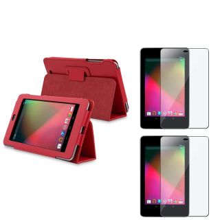 BasAcc Red Leather Case/ Screen Protector for Google Nexus 7 BasAcc Tablet PC Accessories