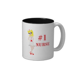 #1 nurse cartoon blonde mugs