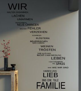 XXL Spruch   WIR Familie Haus Lachen family Wandtattoo Aufkleber 140x40cm B339 (schwarz) Küche & Haushalt