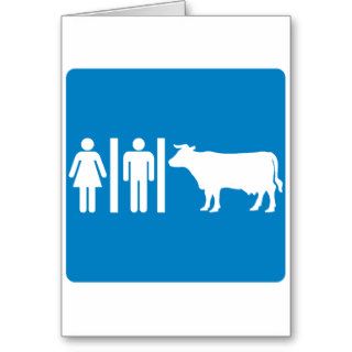 Restroom Facilities Humorous Highway Sign   COWS? Greeting Cards