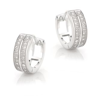 Icz Stonez Sterling Silver Cubic Zirconia Pave Mini Hoop Earrings ICZ Stonez Cubic Zirconia Earrings