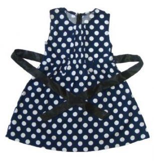 Schönes Kleid für Mädchen (Größe 120, 120 130 cm)  Blau mit weißen Punkten Bekleidung