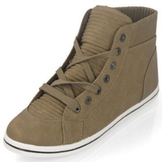 MQ23 Damen trendige knöchelhohe Sneaker mit Schnürung 131 1 Khaki Gr. 41 Schuhe & Handtaschen