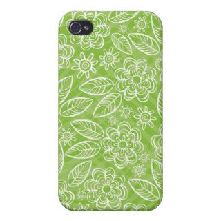 delicate white flowers on green cover for iPhone 4