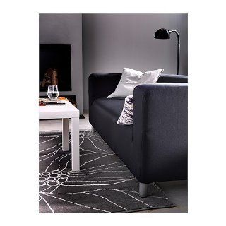 IKEA Teppich "Gislev" gekettelter Kurzflor in grau mit weißer Zeichnung   8mm Florstärke   195 x 133 cm   weich und trittfreundlich Küche & Haushalt