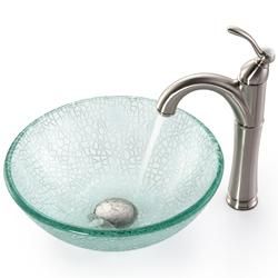 Kraus Bathroom Combo Set Broken 14 inch Glass Sink/Faucet Kraus Sink & Faucet Sets
