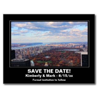 NYC Skyline Central Park Above Save the Date Postcards
