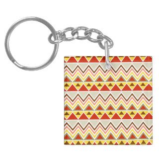 Aztec Andes Tribal Mountains Triangles Chevrons Square Acrylic Key Chain