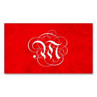 Monogram Letter M Christmas Parchment Red Business Card Templates