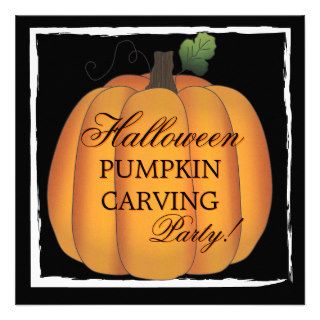 Big Orange Halloween Pumpkin Carving Party Custom Announcements