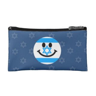Israeli flag smiley face makeup bags