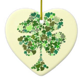 Irish Four Leaf Clover Heart Christmas Ornament