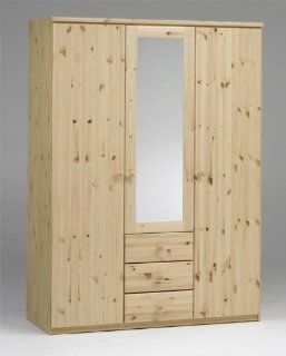 Kiefer Schrank Spiegelschrank Kleiderschrank Teilmassiv natur lackiert  Breite 145 cm  Höhe 200 cm  Tiefe 62 cm Küche & Haushalt