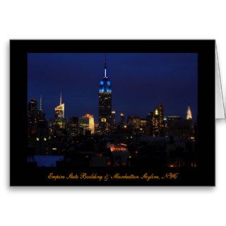 Empire State Building all in Blue, NYC Skyline Cards