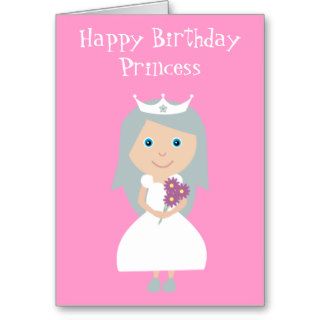 Pretty pink cartoon Princess Birthday card