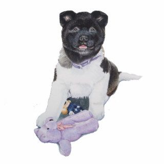 Cute akita puppy dog and teddy art sculpture pin photo cut out