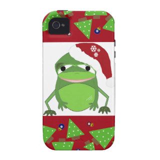 Frog in a Santa Hat with Festive Border Vibe iPhone 4 Cover