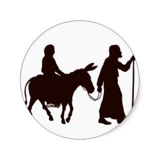 Mary and Joseph silhouettes Round Stickers