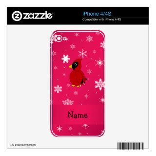 Personalized name cardinal pink snowflakes decals for iPhone 4S