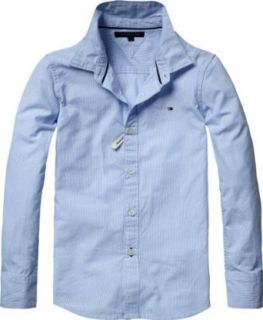 Tommy Hilfiger Jungen Hemd Banker Stripe Shirt L/S / E557111753, Gr. 128 (8), Blau (424 Vista Blue) Bekleidung