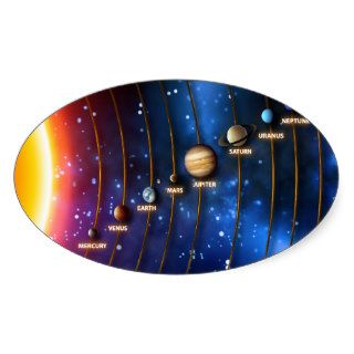 The Solar System Oval Stickers
