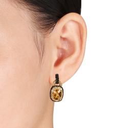 Miadora Sterling Silver Gemstone, White Sapphire and Black Spinel Earrings Miadora Gemstone Earrings