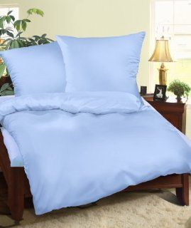 Mako Satin Bettwäsche 155x220 cm, Blau Uni aus 100% Baumwolle, Übergröße Küche & Haushalt