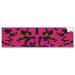 Hot pink camo pattern bumper stickers