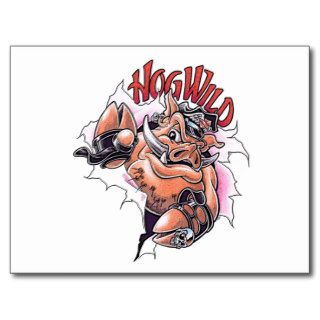 Hog Wild   Biker Pig Goes Hog Wild Postcard