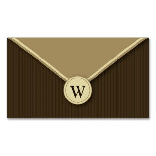 Mocha Monogram Elegant Envelope Business Cards
