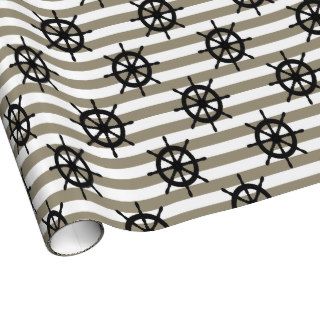 Eight Spoke Ships Wheel Taupe Wrapping Paper