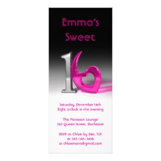 Chrome & Candy Pink Sweet 16 (tall) Invite