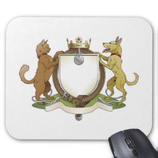 Cat and dog pets heraldic shield coat of arms mouse pads