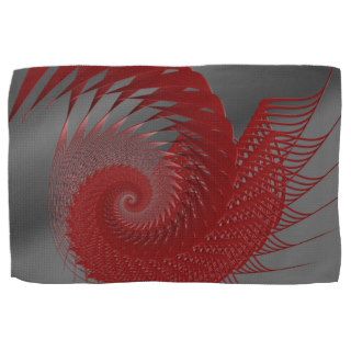 Mechanical Shell. Red and Gray Digital Art. Hand Towel